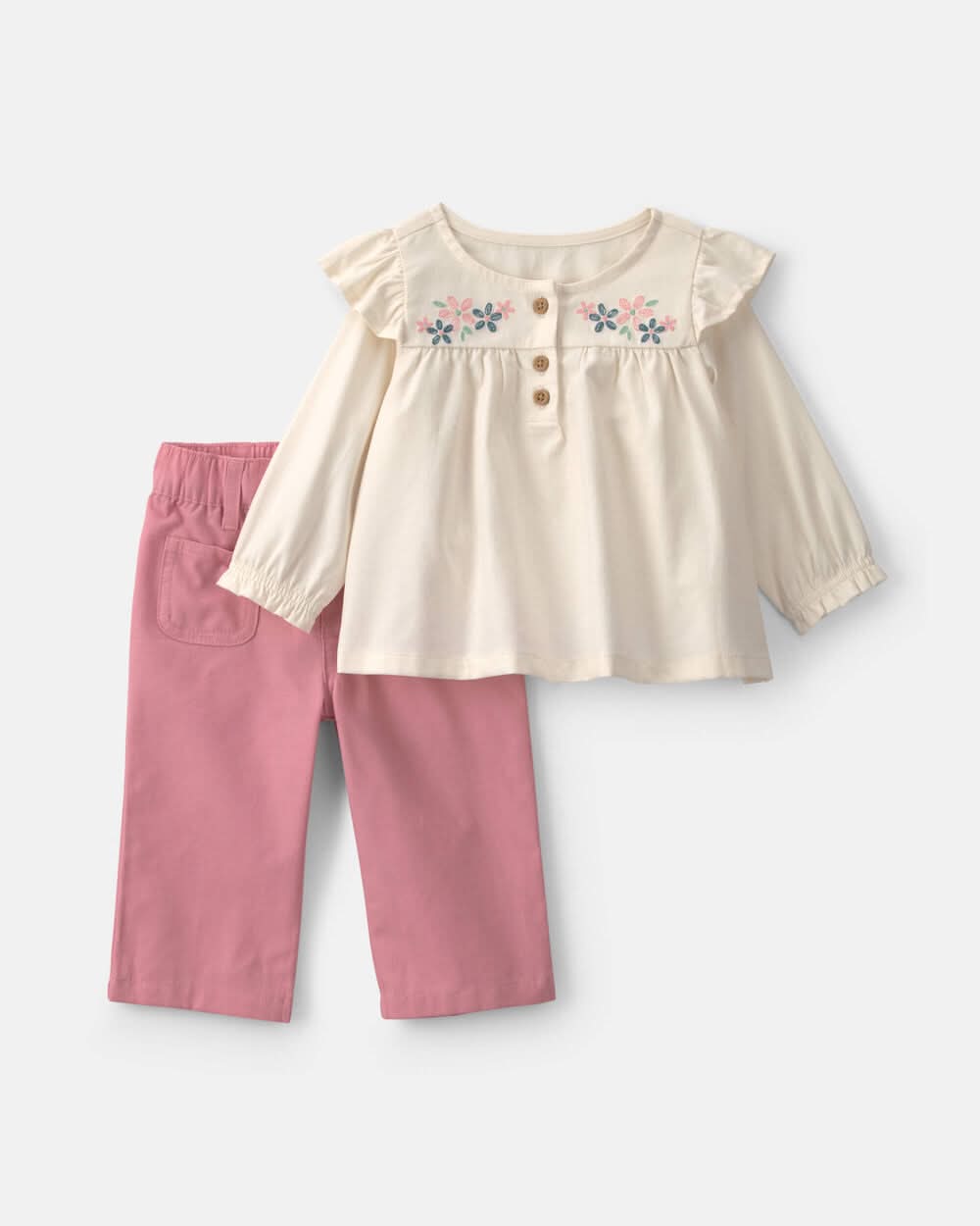 Carter's Baby Girl Floral Long Sleeve Top & Pant Set, 12M, Pink/Cream (2 ct)