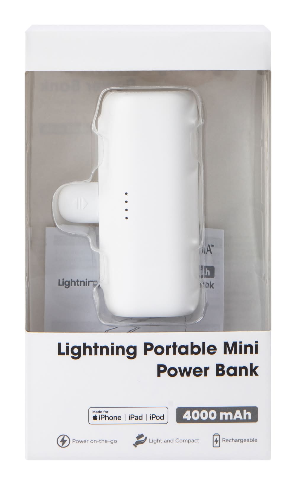 Lightning Portable Mini Power Bank 4000mAh White