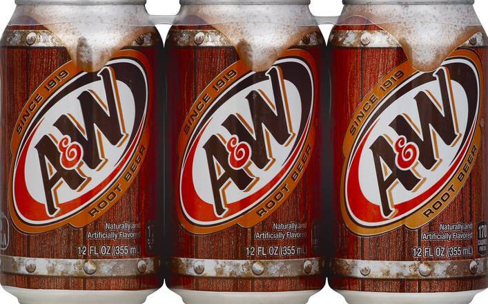 A&W Root Beer Soda (6 ct, 12 fl oz)