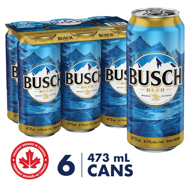 Busch American Pale Lager Beer (6 x 473 ml)