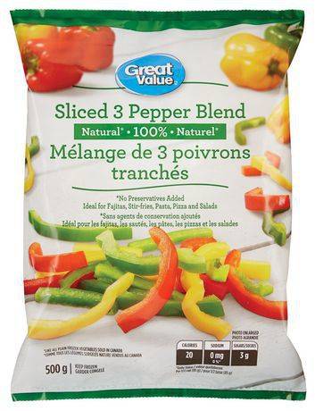 Great value mélange naturel de 3 poivrons tranchés (500 g) - natural sliced 3 pepper blend (500 g)