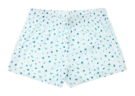 Juniors Pointelle Shorts Extra Large Light Blue Floral