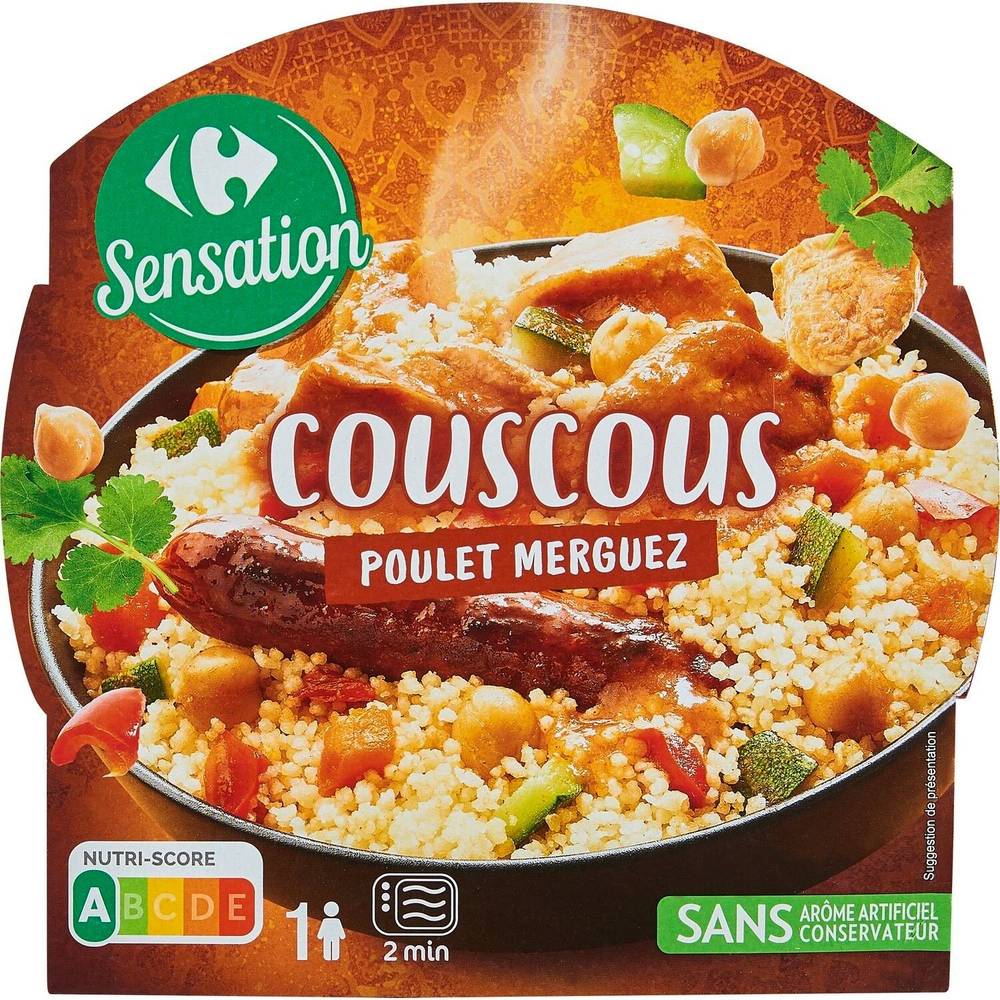 Plat cuisiné Couscous poulet merguez CARREFOUR SENSATION - la barquette de 300g