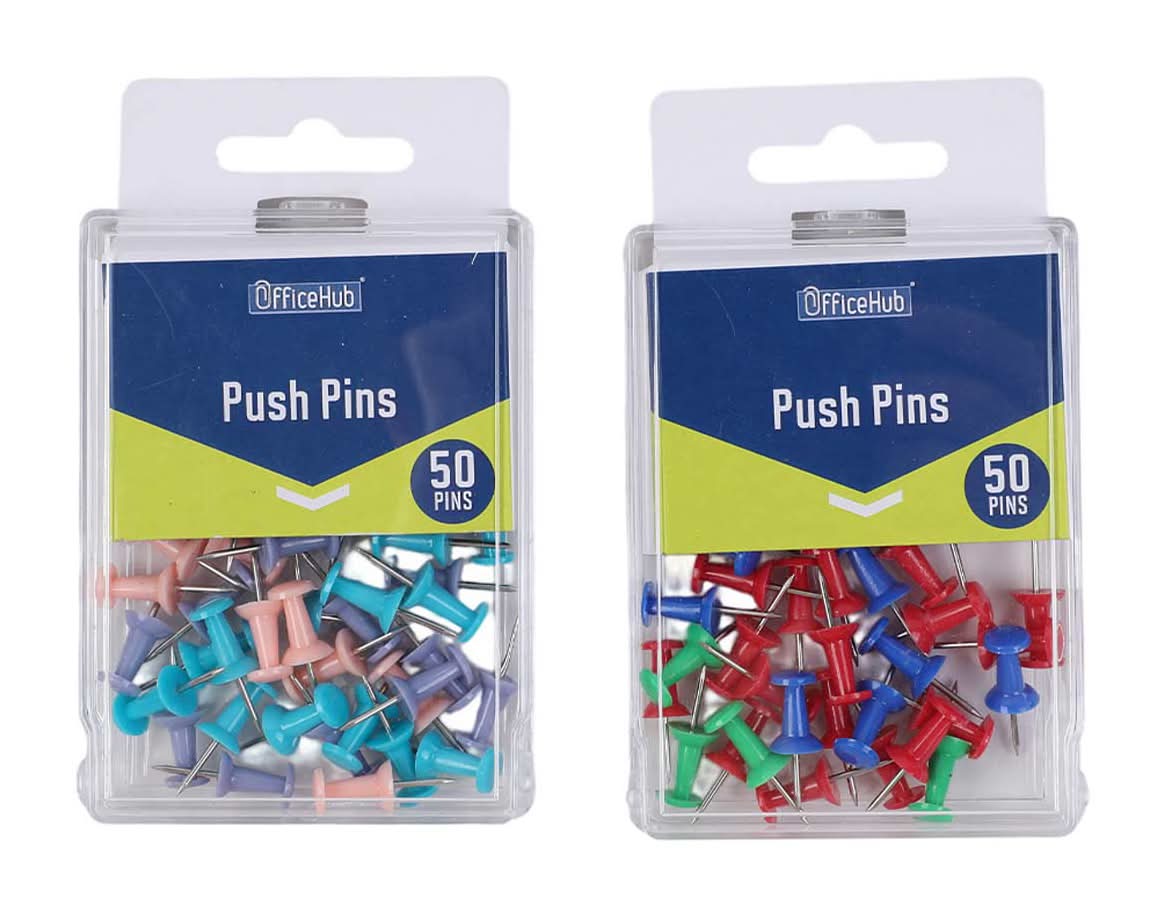 OfficeHub Push Pins, Assorted (60 ct)