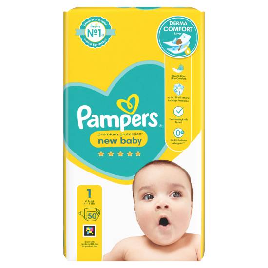 Pampers New Baby Size 1, Diapers 2kg-5kg (50 ct)
