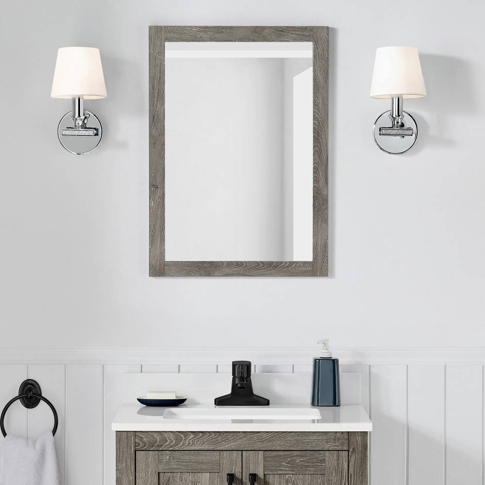 Style Selections Howell 20-in x 28-in Framed Rectangle Bathroom Vanity Mirror (Weathered Brown) | HOWELL-MR-WB