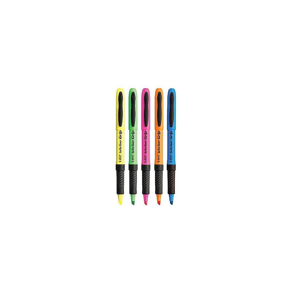 Bic Brite Liner Grip Highlighters, Assorted (5/pack)