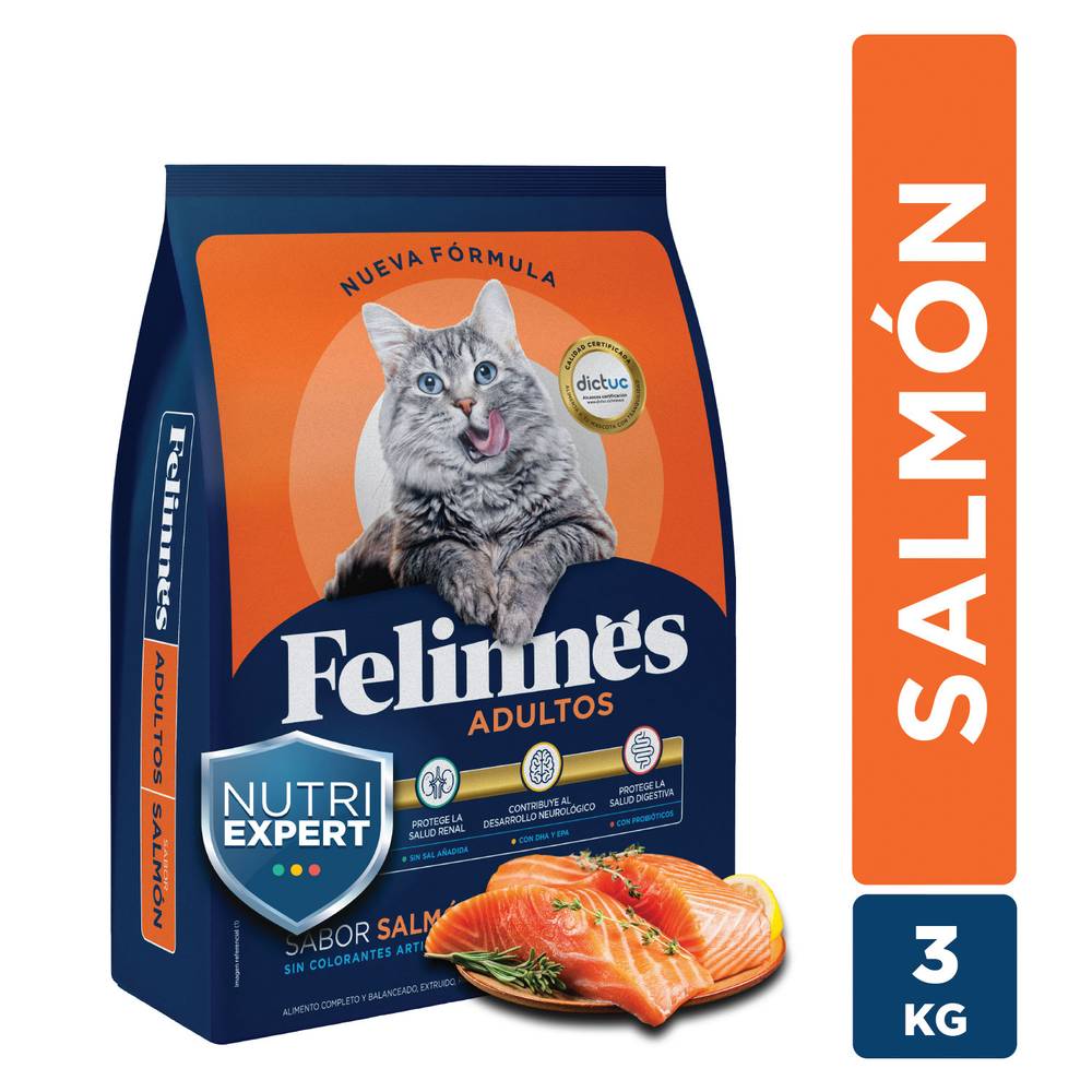 Felinnes · Alimento gato adulto sabor salmón (3 kg)