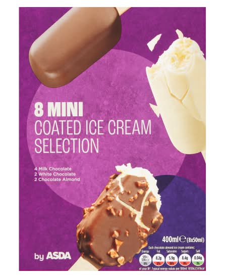 ASDA Assorted, Mini Coated Ice Cream Selection (8 pack)