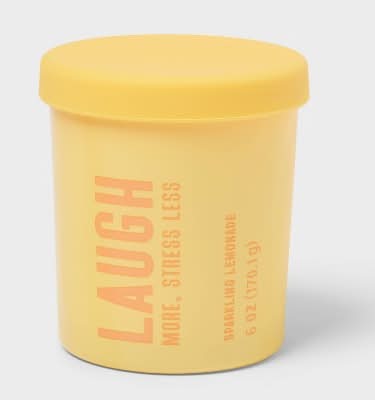 Room Essentials Laugh More Stress Less Jar Candle, Sparkling Lemonade (6 oz)