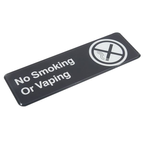 Tablecraft - #394564 No Smoking or Vaping Sign, Black and White, 9" x 3" (1 Unit per Case)