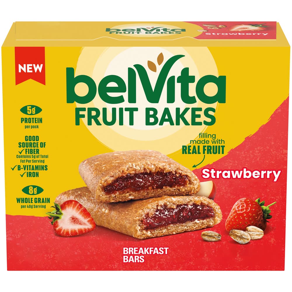 BelVita Fruit Bakes Soft Breakfast Bars, Strawberry (5 x 1.41 oz)