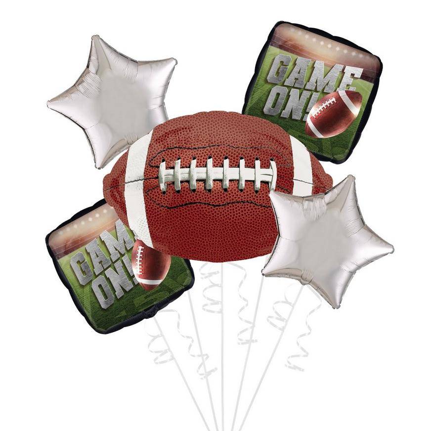 Uninflated Go Fight Win Football Foil Balloon Bouquet, 5pc