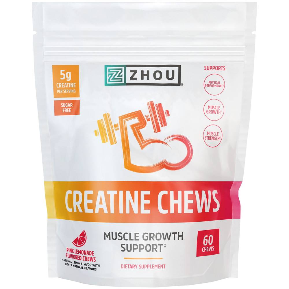 Creatine Chews - Muscle Growth Support - Pink Lemonade (60 Chews)