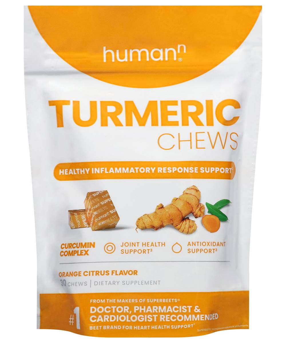 HumanN Turmeric Chews Dietary Supplement, Orange Citrus (30 ct)