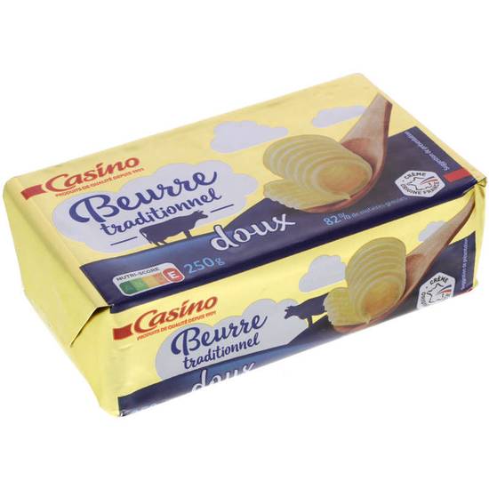 Beurre Traditionnel - Doux - 82% de Mat.Gr 250g CASINO