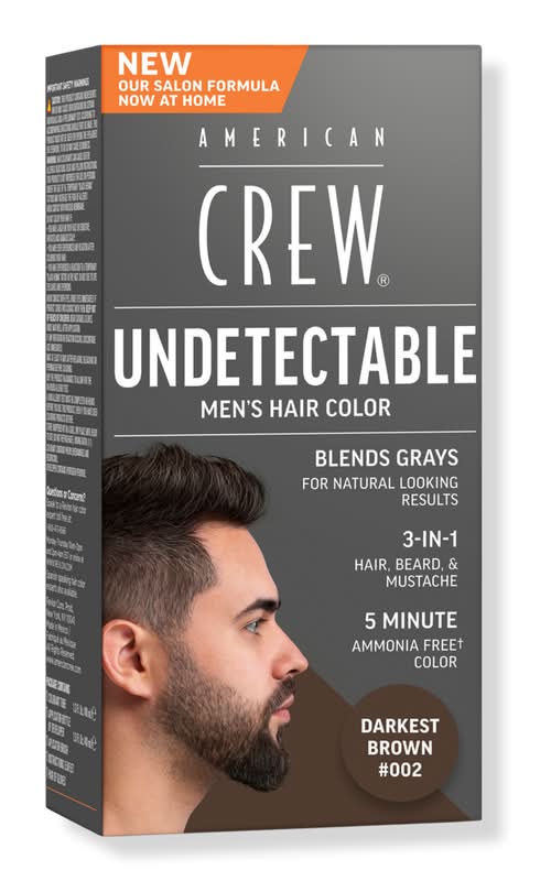 American Crew Undetectable Men's Hair Color Demi-Permanent Hair Dye Darkest Brown