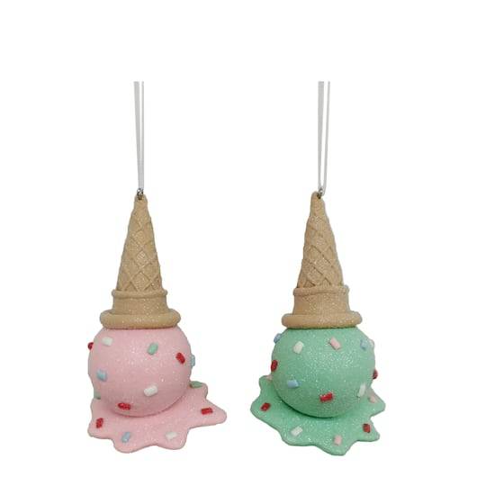 Ashland Melted Ice Cream Plastic Ornament, 5.5", Assorted (2 ct)