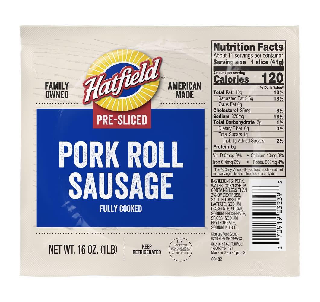 Hatfield Pre-Sliced Classic Pork Roll Sausage (16 oz)
