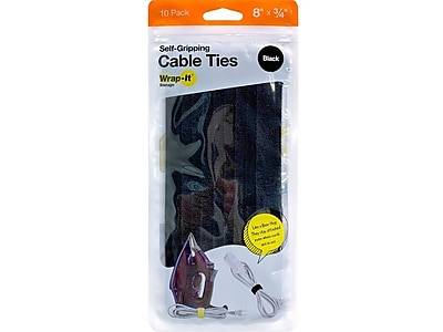 Wrap-It Storage Self-Gripping Cable Tie, 8 x 0.75, Black, 10/Pack (410-8BL)