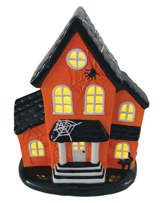 The Halloween Collection LED Ceramic Haunted House, Orange