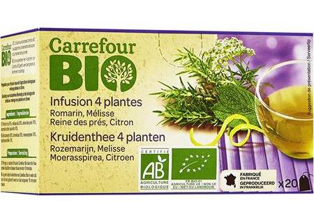 Carrefour Bio - Infusion 4 plantes (20 pièces, 30 g)