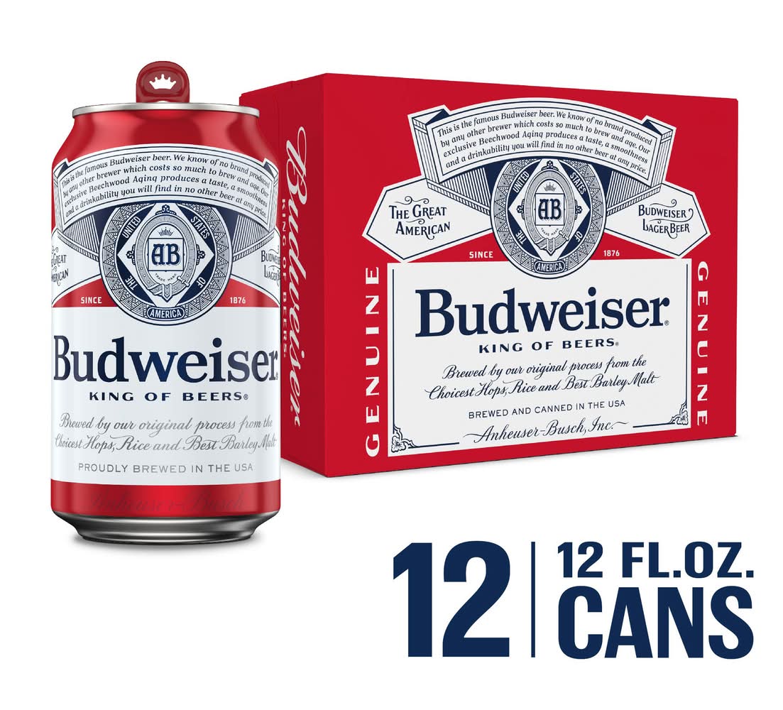 Budweiser American Lager Beer (12 x 12 fl oz)
