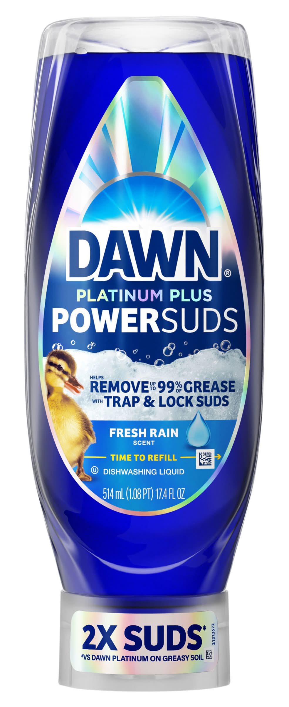 Dawn Platinum Plus Powersuds Liquid Dish Soap, Fresh Rain (17.4 fl oz)