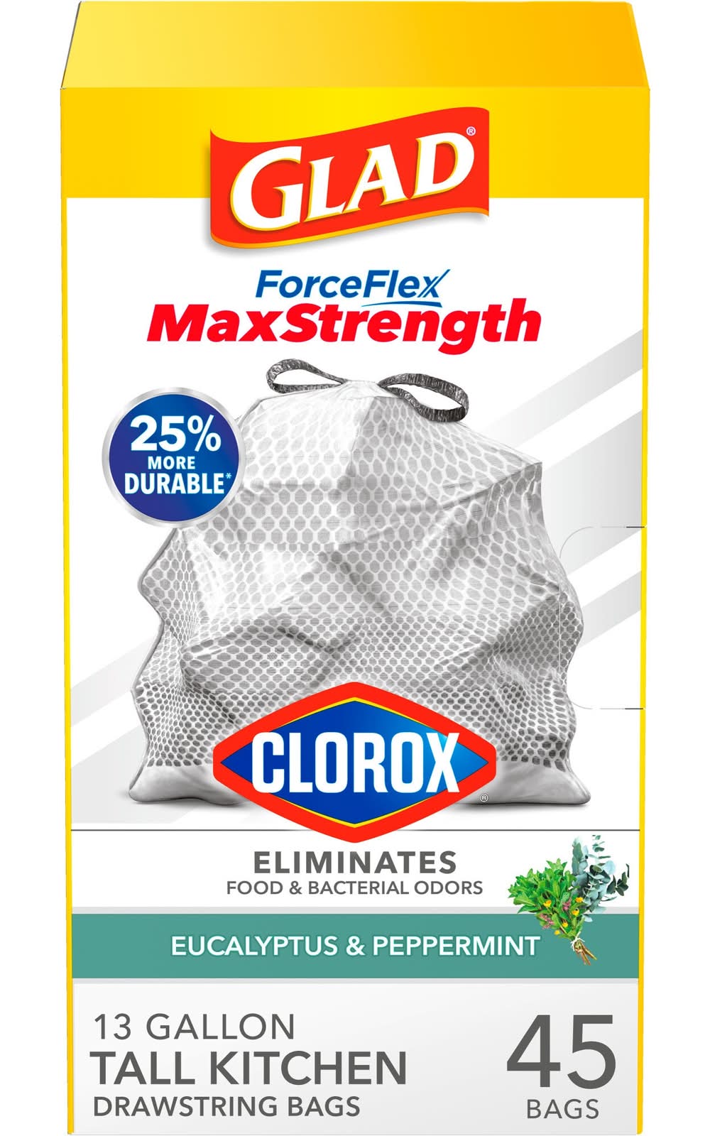 Glad Forceflex Maxstrength Tall Kitchen Drawstring Trash Bags (45 ct)