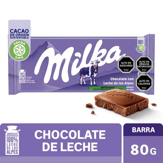 Milka chocolate de leche (barra 80 g)