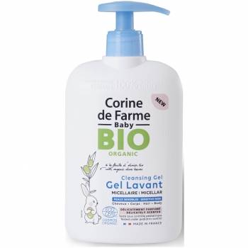 Gel de ducha micelar cuerpo & cabello perfumado ecológico Corine de Farme Baby Bio 500 ml.