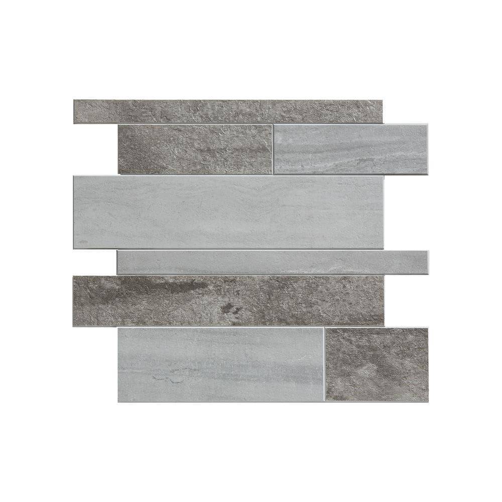 Aspect Collage Mixed Gray Corridor 12.06 In. X 13.88 In. Pvc Peel And Stick Tile (1.16 Sq. Ft./Pack)