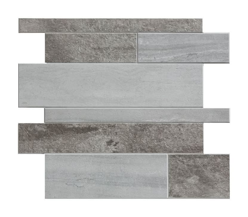 Aspect Collage Mixed Gray Corridor 12.06 In. X 13.88 In. Pvc Peel And Stick Tile (1.16 Sq. Ft./Pack)