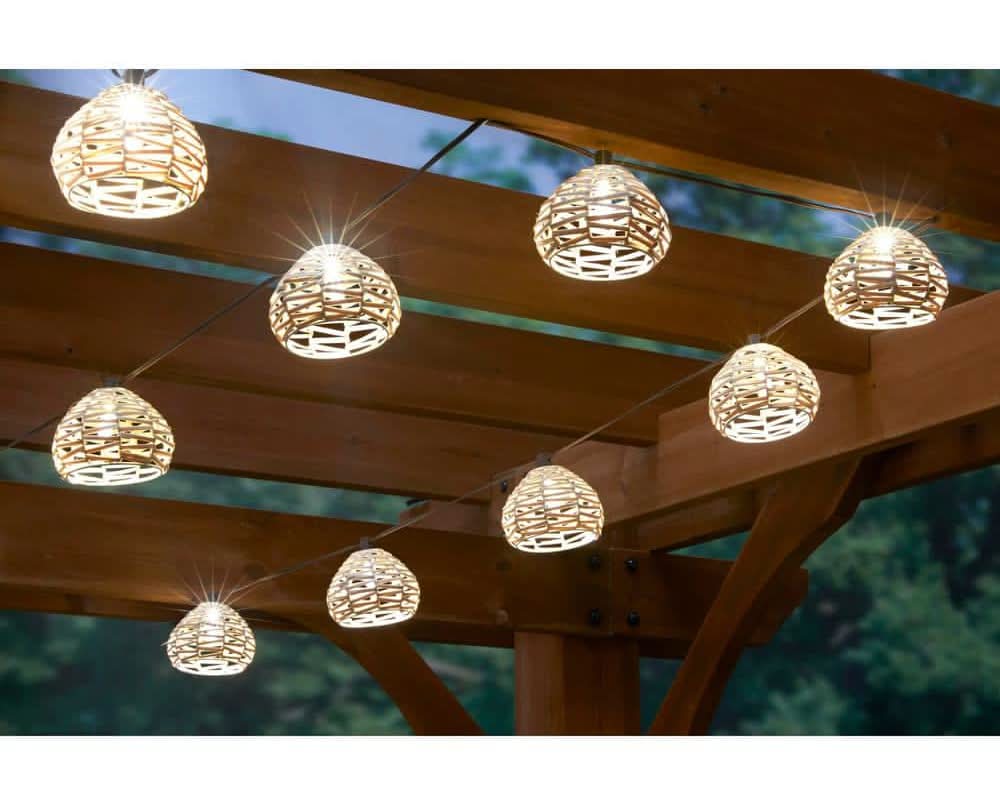Hampton Bay 10-Light 10 Ft. Outdoor/Indoor Plug-In Round Globe Bulb Led Rattan String Light