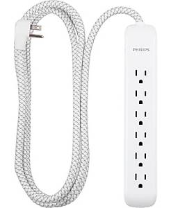 Philips 6-Outlet Surge Protector, 10', White/Gray (SPC3064WGT1/37-991)