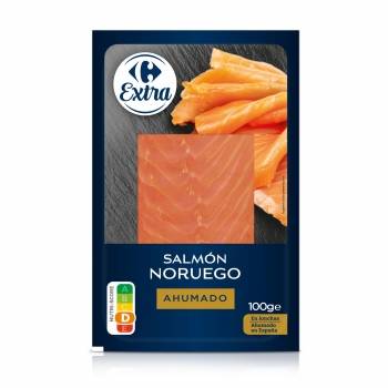 Salmón ahumado noruego Extra Carrefour 100 g.