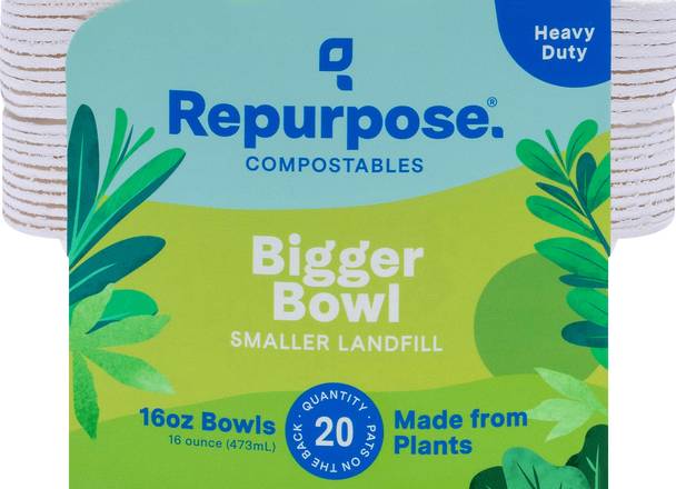 Repurpose Plant Made 16 oz Heavy Duty Compostable Bowls (20 bowls)