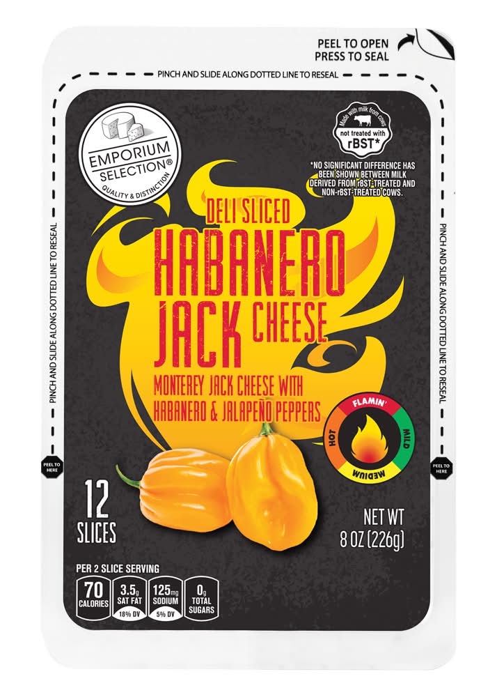Emporium Selection Habanero Jack Deli Sliced (8 oz, 12 ct)