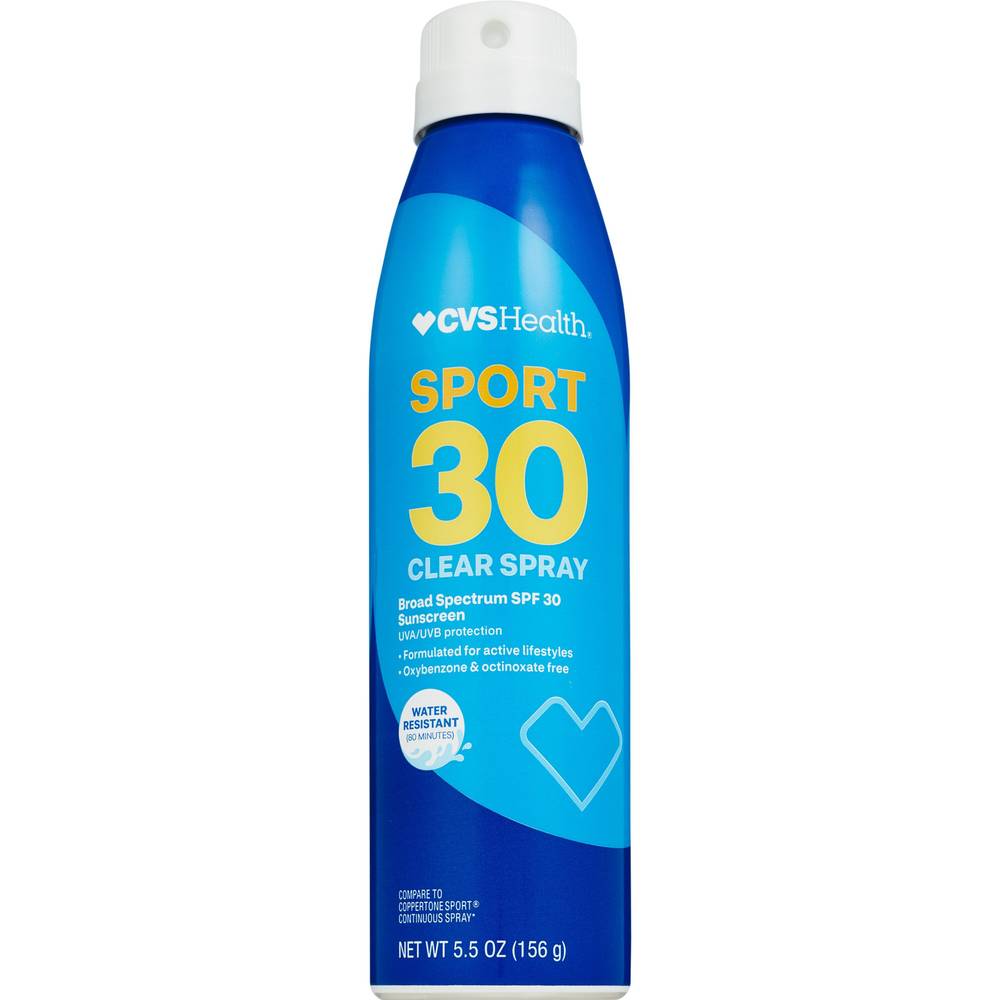 CVS Health Sport Clear Broad Spectrum Sunscreen Spray 6 OZ, SPF 30