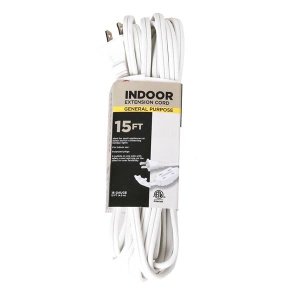 Meijer Indoor General Purpose Extension 3-outlet Cord, 15 ft, White