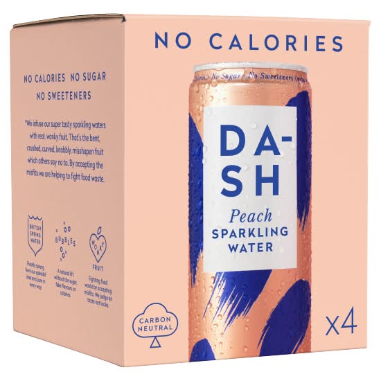 Dash Peach Infused Sparkling Water (4 x 330ml)