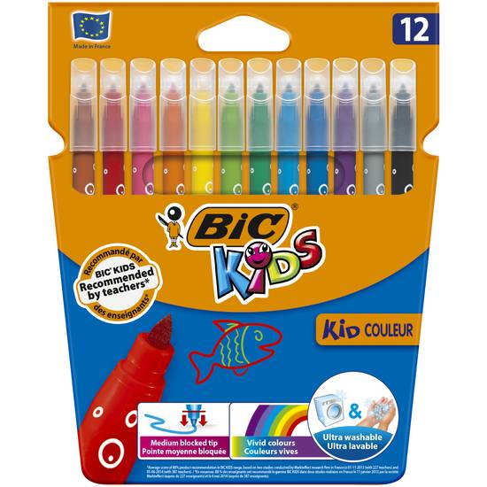 Bic - Feutres de coloriage kids couleur encre lavable (12 pièces)