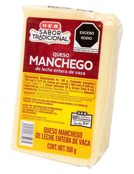H-E-B · Queso manchego de leche entera de vaca (550 g)
