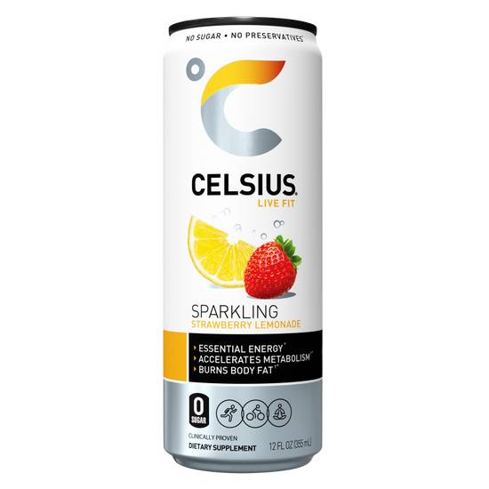 Celsius Sparkling Strawberry Lemonade 12oz Can