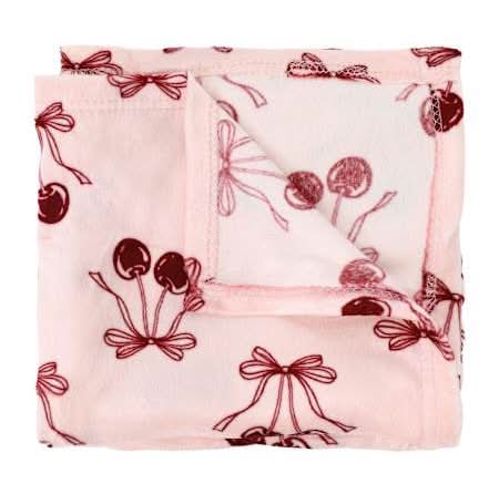 2-Sided Plush Throw 50inx60in Cherry Bow