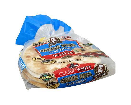 Papa Pita All Natural Classic White Greek Pita Flat Bread (6 ct)