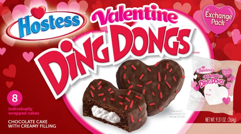 Hostess Valentine Ding Dongs Chocolate Cake With Creamy Filling (9.31 oz, 8 ct)