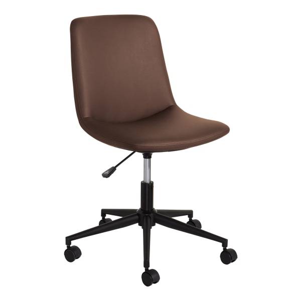 Realspace® Praxley Faux Leather Low-Back Task Office Chair, Brown, BIFMA Compliant