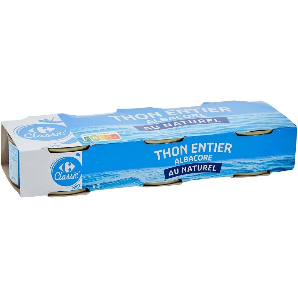 Carrefour Classic' - Thon entier albacore au naturel (3 x 240g)