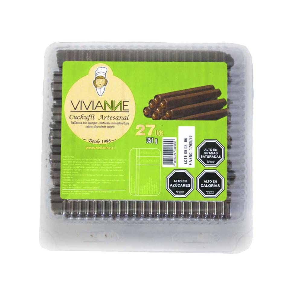 Vivianne cuchufli bañado en chocolate (27 u - 400 g)